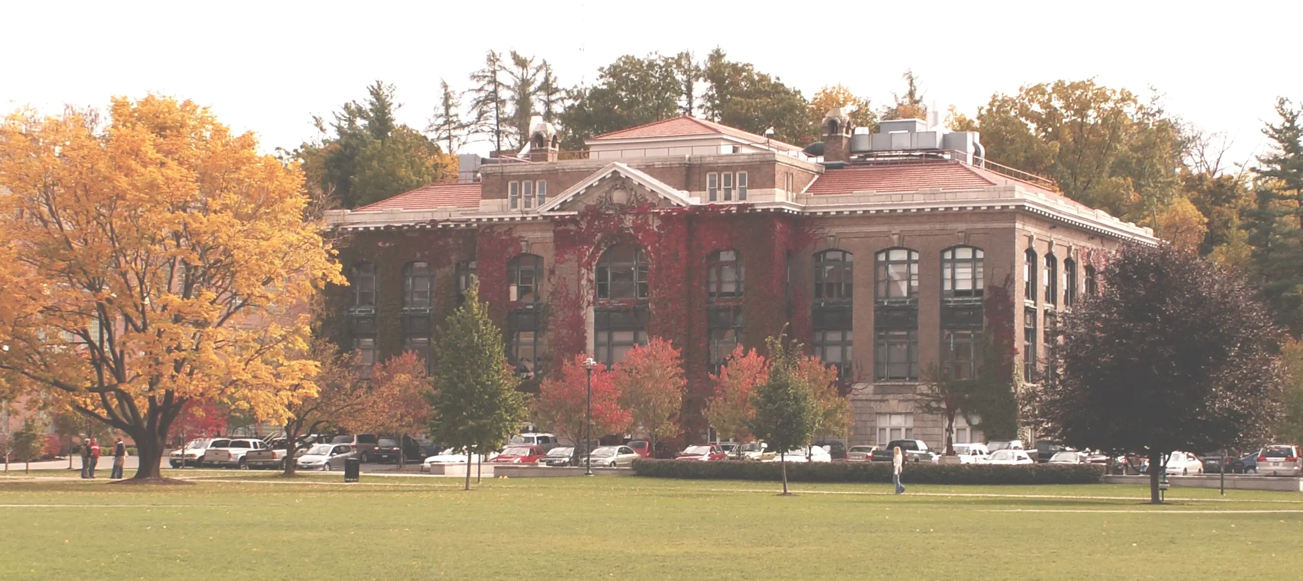 A school building.